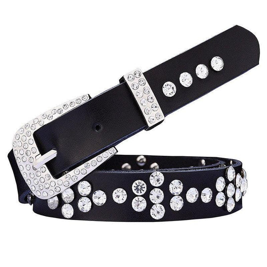 Rhinestone Leather Belt For Women, Filauria Model - Leather Purse Backpack