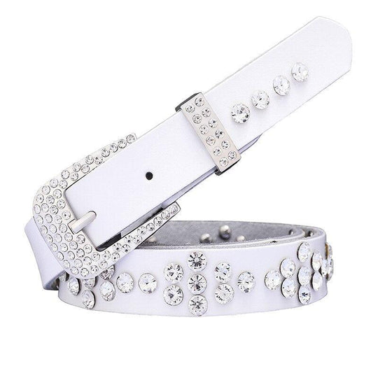 Rhinestone Leather Belt For Women, Filauria Model - Leather Purse Backpack