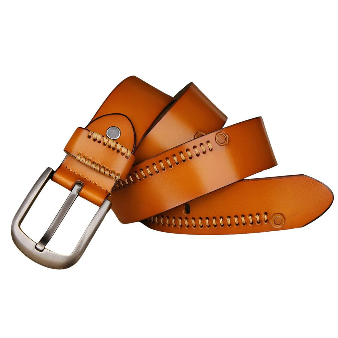 Belt With Visible Stitching In Leather, For Men, Emilio Model