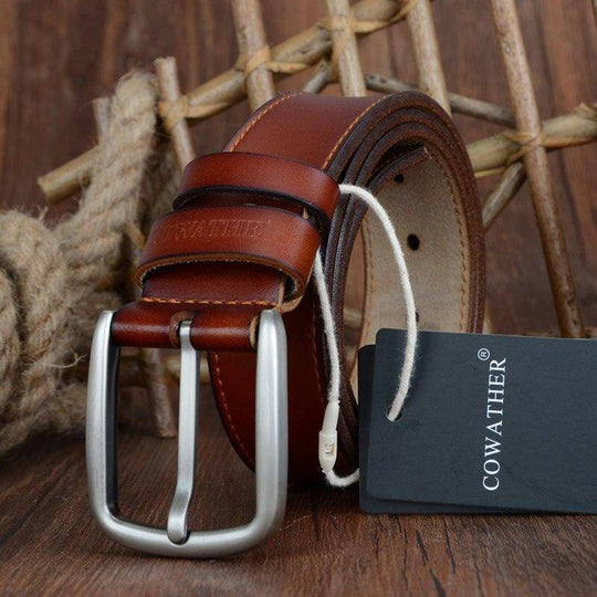 Elegant Casual Leather Belt For Men, Konstantine Model - Leather Purse Backpack