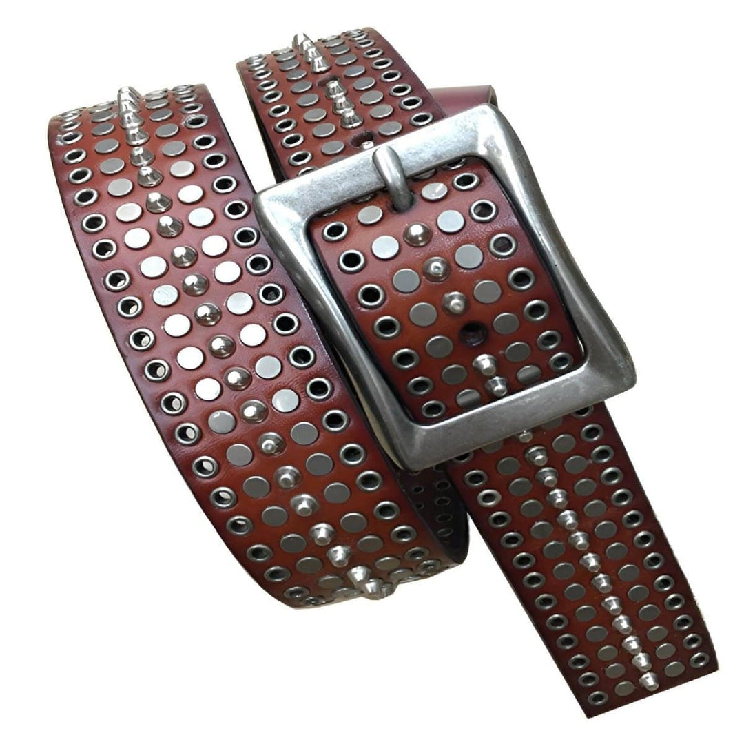 Studded Leather Belt For Women or Men, Ena Model - Leather Purse Backpack