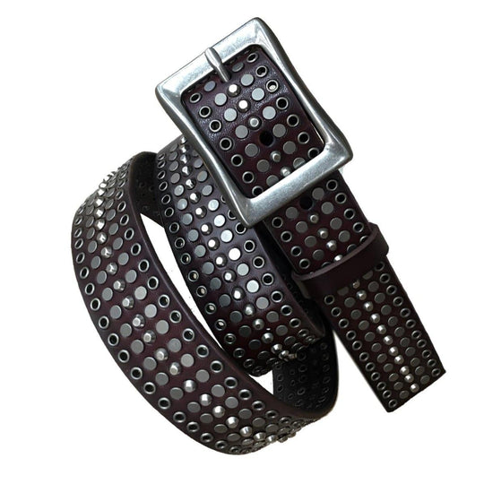 Studded Leather Belt For Women or Men, Ena Model - Leather Purse Backpack