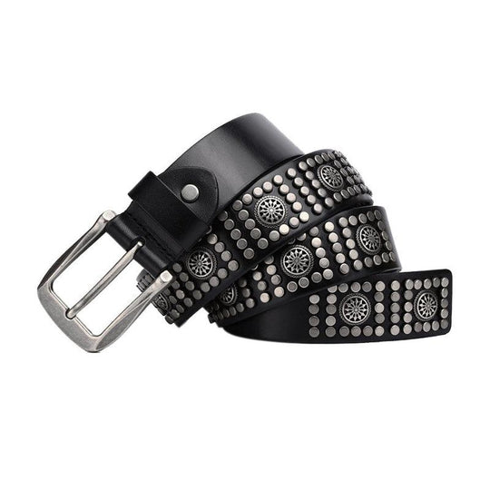 Studded Belt For Men, Silver Buckle, Makan Model