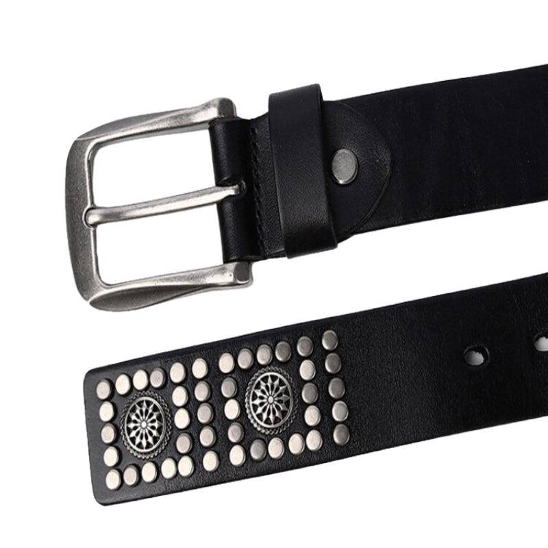 Studded Belt For Men, Silver Buckle, Makan Model