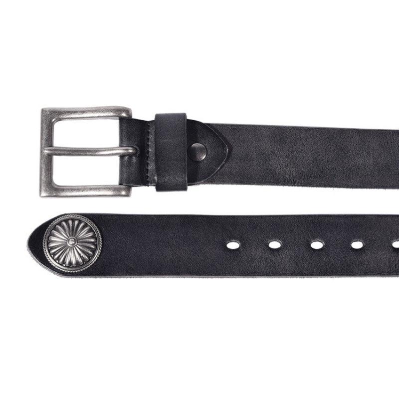 Studded Belt For Men In Aged Leather and Decorations, Mauli Model