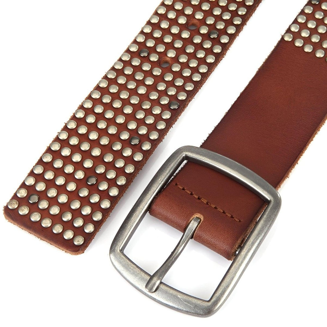 Designer Studded Leather Belt For Women, Tiril Model - Leather Purse Backpack