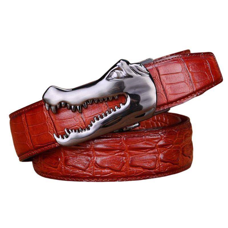 Crocodile Buckle Leather Belt For Men, Yerik Model - Leather Purse Backpack