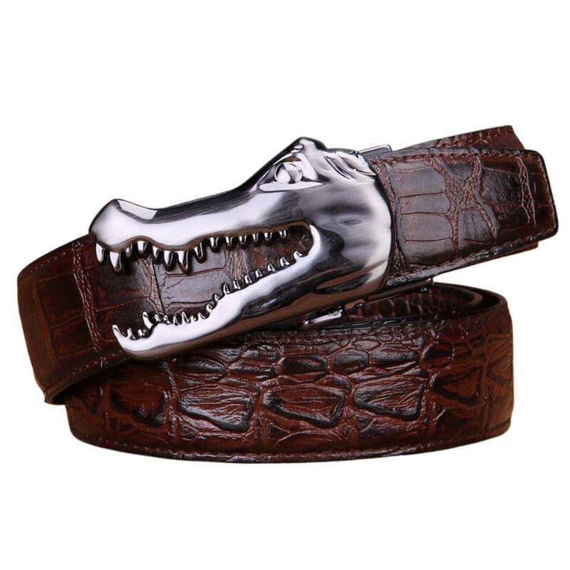 Crocodile Buckle Leather Belt For Men, Yerik Model - Leather Purse Backpack