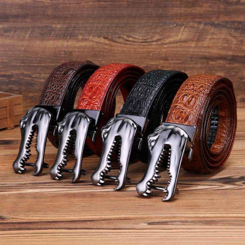 Crocodile Buckle Leather Belt For Men, Yerik Model