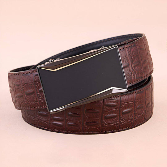 Full Grain Leather Suit Belt, Crocodile Style, For Men, Riccardo Model - Leather Purse Backpack