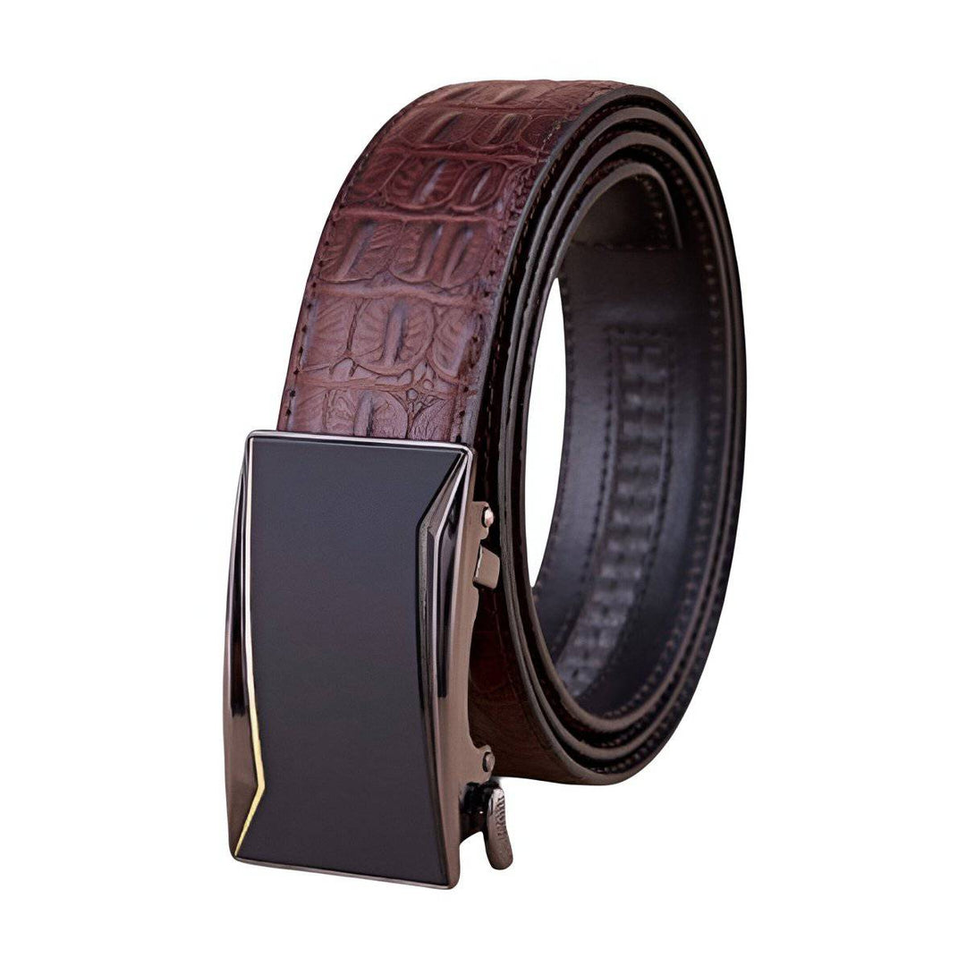 Full Grain Leather Suit Belt, Crocodile Style, For Men, Riccardo Model - Leather Purse Backpack