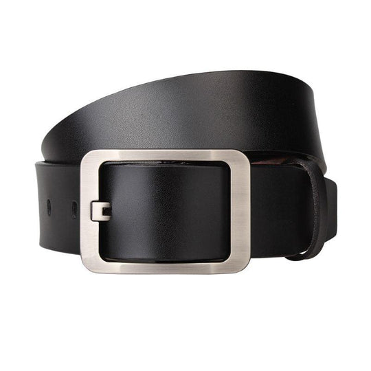 Leather Belt With Openwork Pin Buckle For Men, Laurel Model