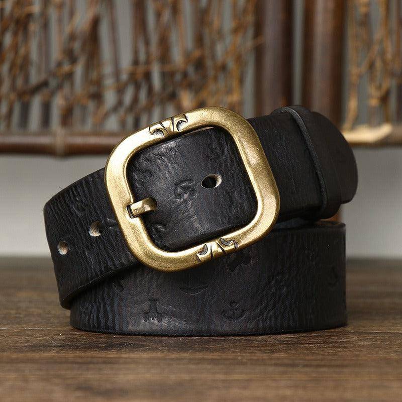 Leather Belt With Marine Patterns, Man or Woman, Kunal Model