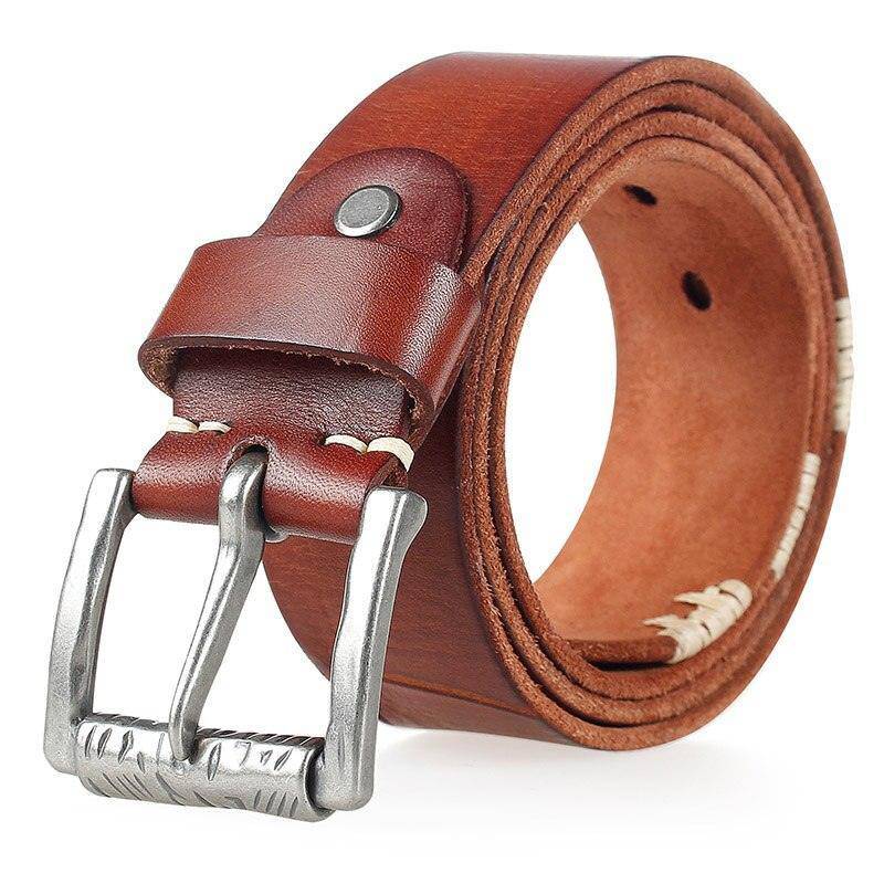 Aged and Raw Leather Belt, For Men, Luka Model - Leather Purse Backpack