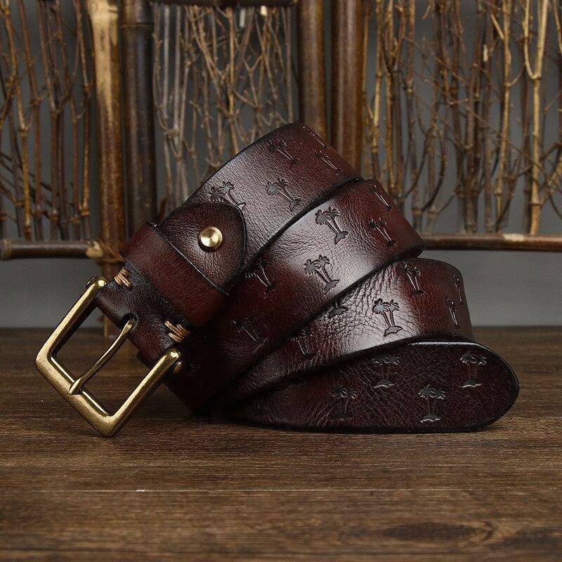 Hurace Model Leather Belt With Artistic Design For Women