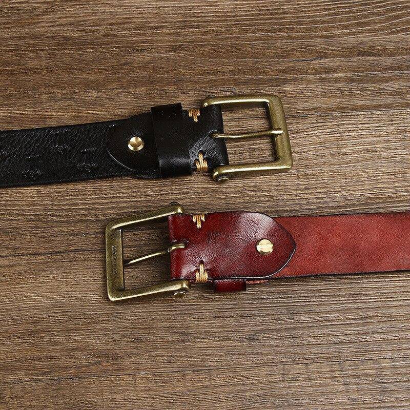 Hurace Model Leather Belt With Artistic Design For Women