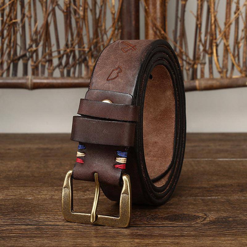 Leather Belt For Men With Ethnic Patterns, Aisha Model