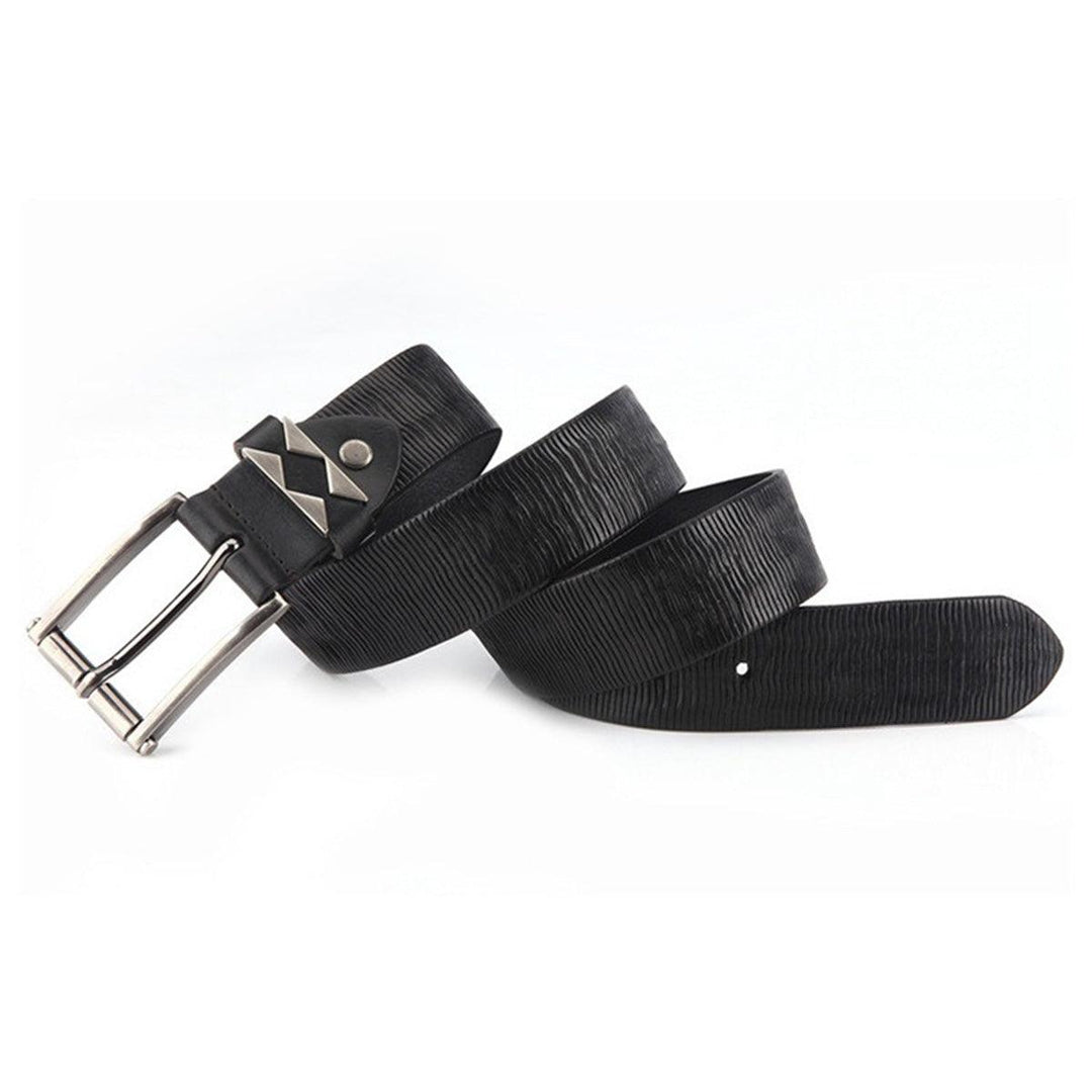 Leather Belt For Men With Ribbed Strap and Decorated Loop, Markus Model