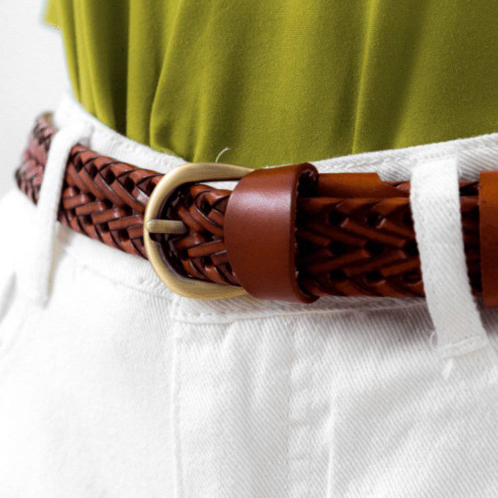 Handmade Braided Leather Belt For Men, Marika Model - Leather Purse Backpack