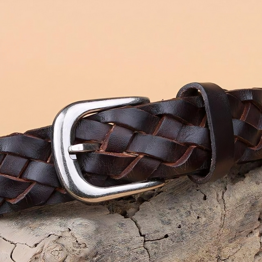 Designer Braided Leather Belt For Men, Masui Model - Leather Purse Backpack