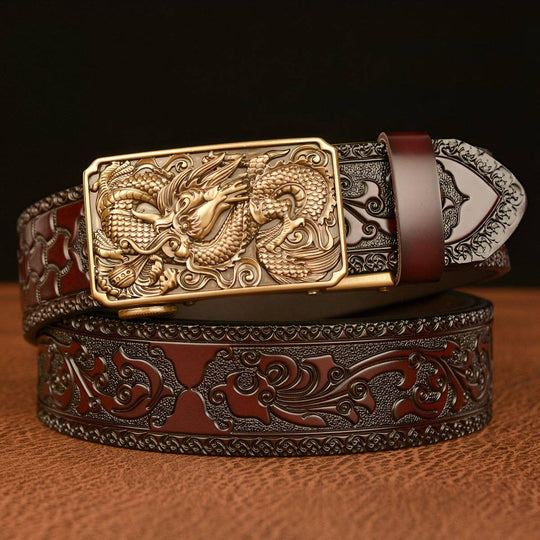 Animal Spirit Belt With Dragon Pattern In The Air, Rohan Model - Leather Purse Backpack