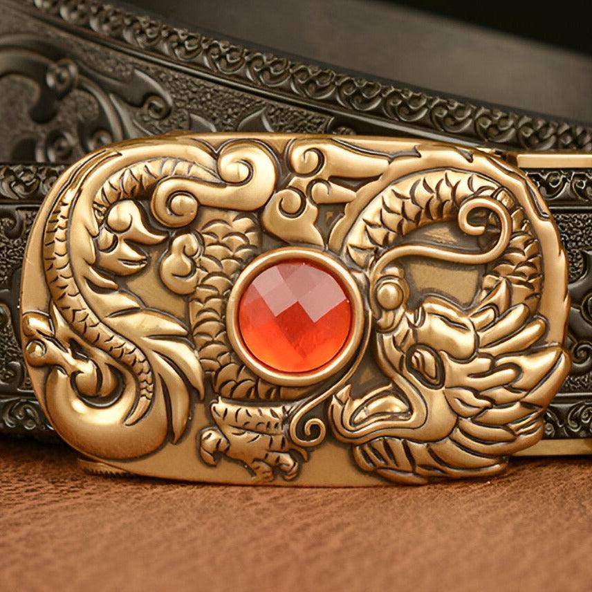 Esprit Animal Belt Decorated With A Dragon Pattern Stone, Finley Model - Leather Purse Backpack