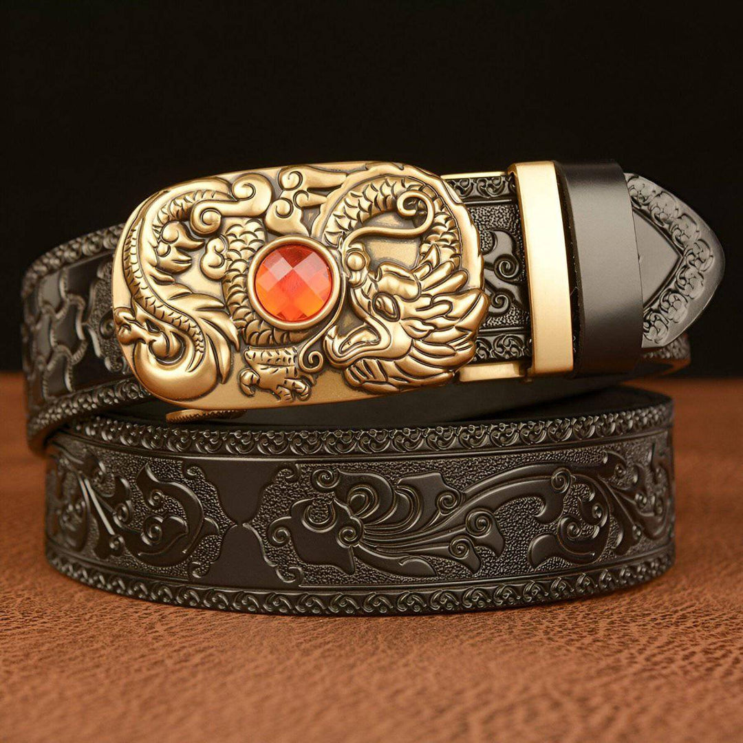 Esprit Animal Belt Decorated With A Dragon Pattern Stone, Finley Model - Leather Purse Backpack