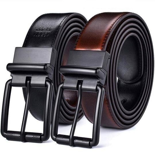 Reversible 2 In 1 Leather Belt For Men, Aaron Model - Leather Purse Backpack