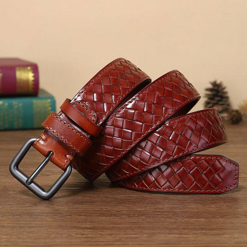 Casual Braided Leather Belt, Anatol Model For Men - Leather Purse Backpack