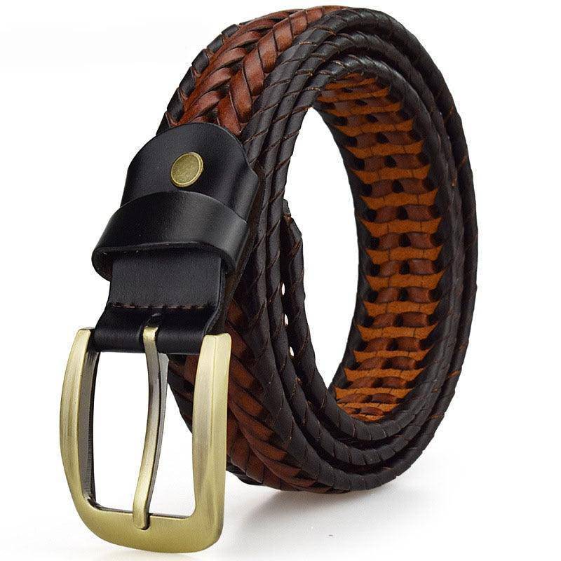 Custom Braided Leather Belt For Men, Nikoloz Model - Leather Purse Backpack