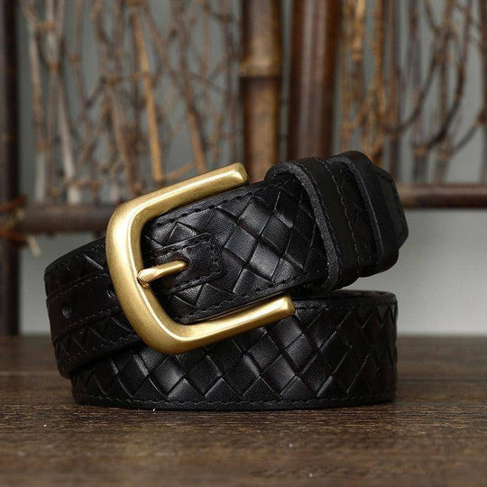 Durable Braided Leather Belt For Men, Romuald Model - Leather Purse Backpack