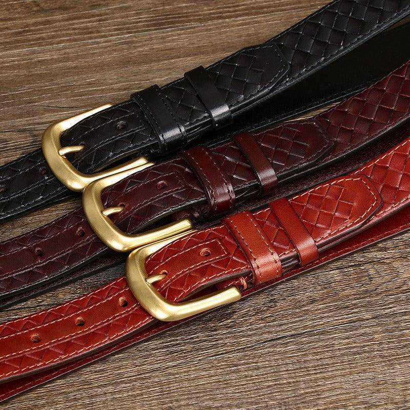 Durable Braided Leather Belt For Men, Romuald Model - Leather Purse Backpack