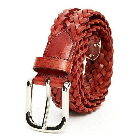 Casual Braided Leather Belt For Men, Tobiasz Model - Leather Purse Backpack