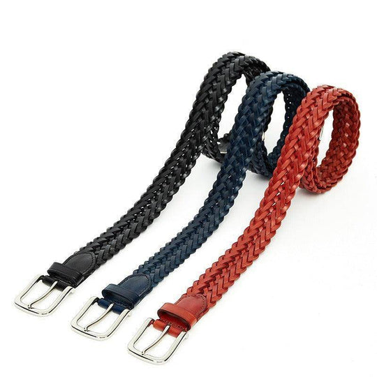 Casual Braided Leather Belt For Men, Tobiasz Model - Leather Purse Backpack