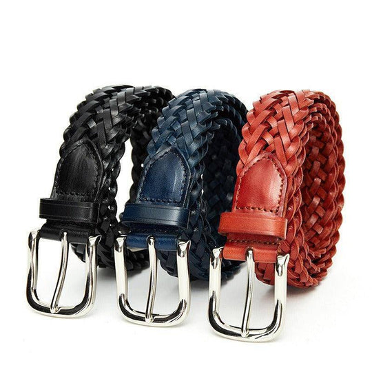 Casual Braided Leather Belt For Men, Tobiasz Model - Leather Purse Backpack