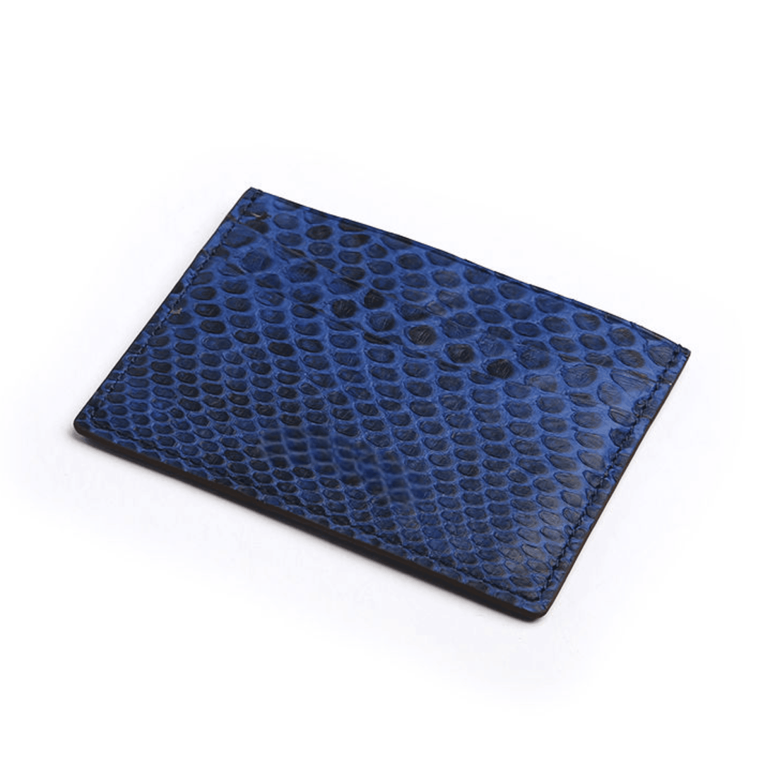 Chic Navy Blue Python Leather Card Holder - Leather Purse Backpack