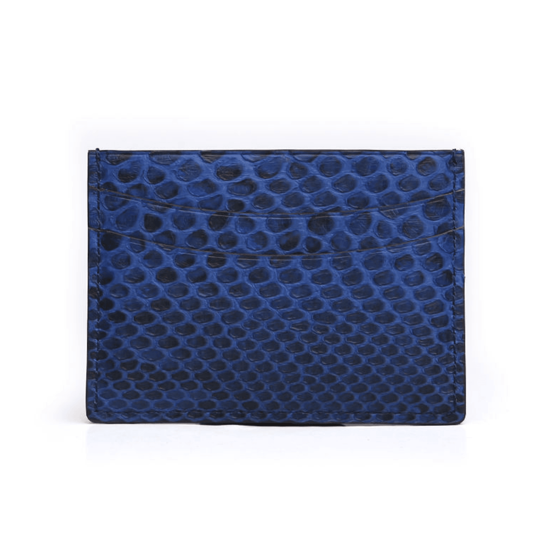 Chic Navy Blue Python Leather Card Holder - Leather Purse Backpack