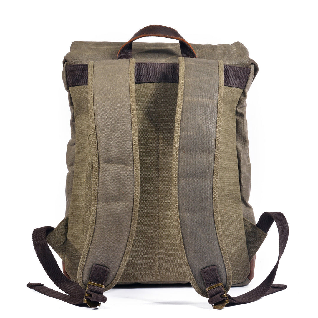 Classic Wax Canvas Backpack for Urban and Outdoor Use - Leather Purse Backpack