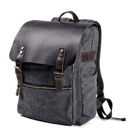 Cotton Canvas Backpack with Adjustable Straps and Multiple Pocket