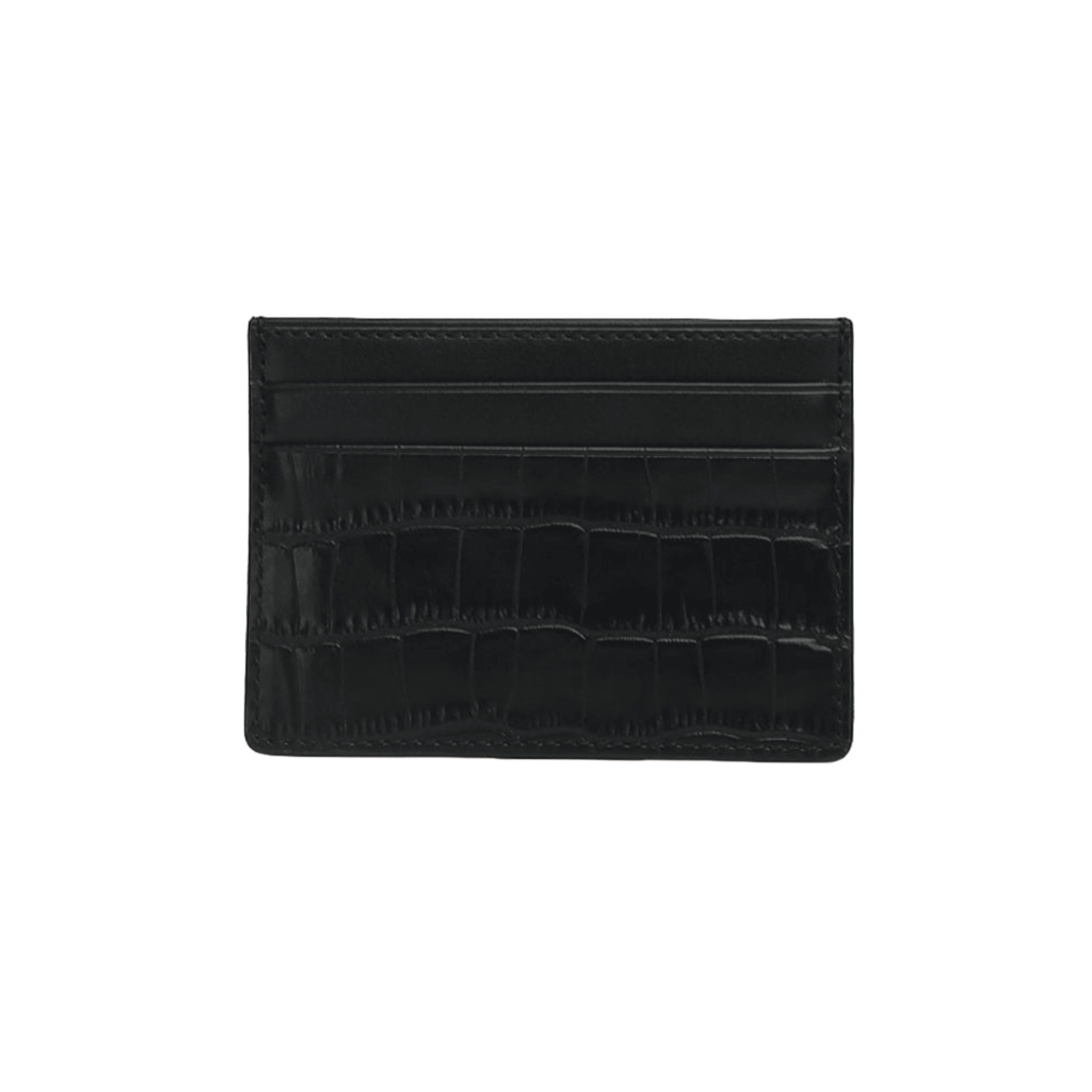 Crocodile Pattern Black Leather Card Holder - Leather Purse Backpack