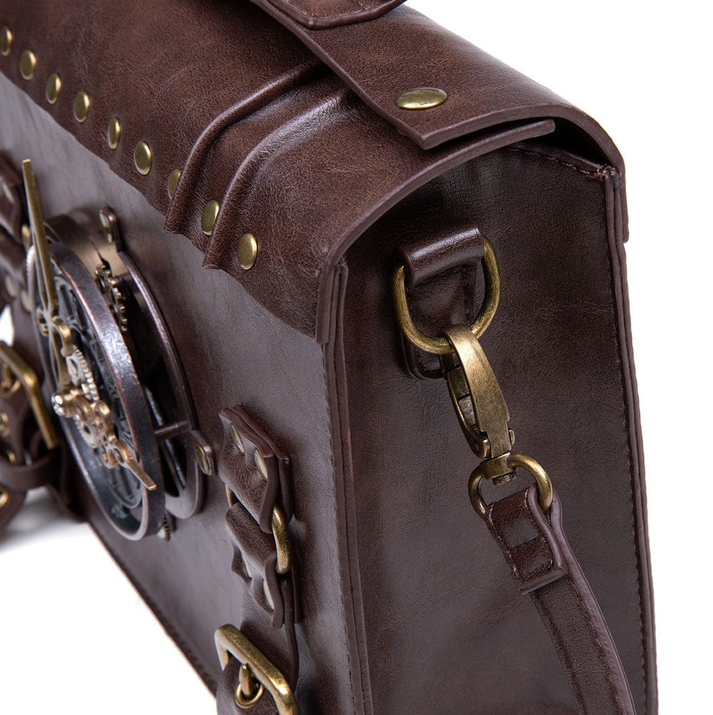 Eco-friendly vegan leather steampunk crossbody bag