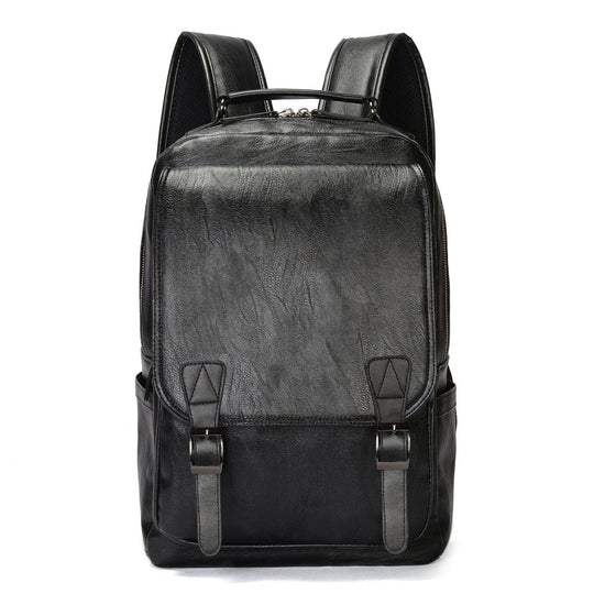 Timeless black leather backpack by a designer brand