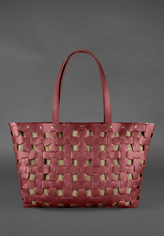 Designer Women's Leather Braided Puzzle Bag - Leather Purse Backpack