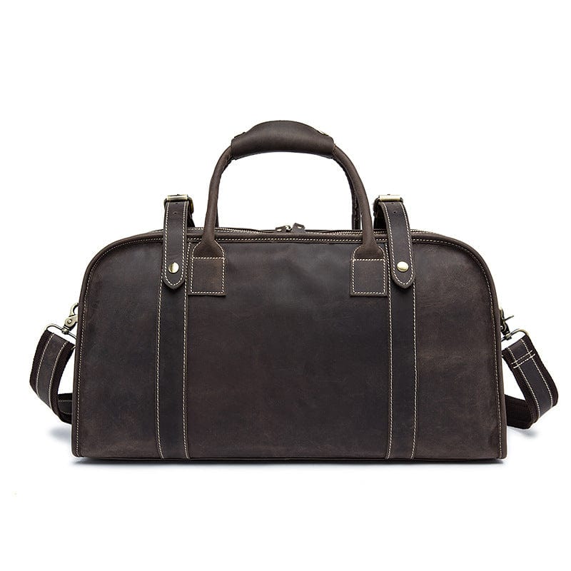 Fashion-forward men's and women's brown leather crossbody duffle