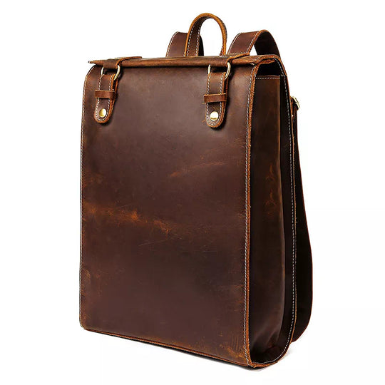Vintage-style unique men's leather backpack