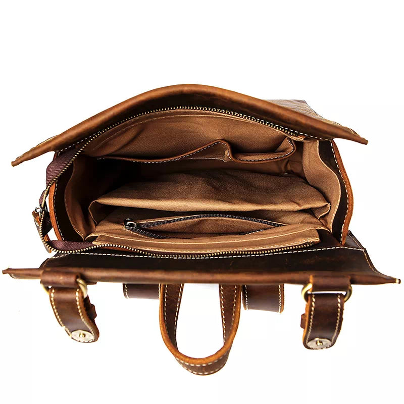 Unique design retro leather backpack for men