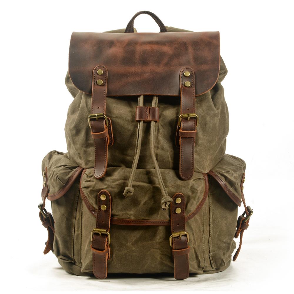 Elegant Canvas Leather Backpack – Durable, Stylish Bag for Everyday Use