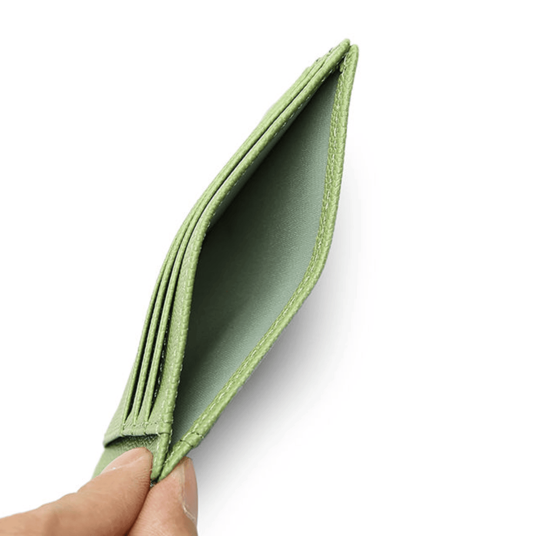 Green Handcrafted Leather Card Holder - Leather Purse Backpack