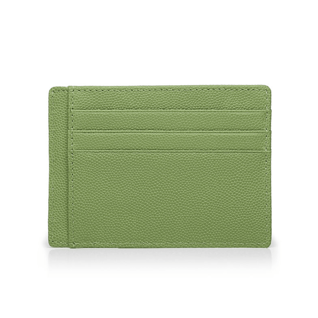 Green Handcrafted Leather Card Holder - Leather Purse Backpack