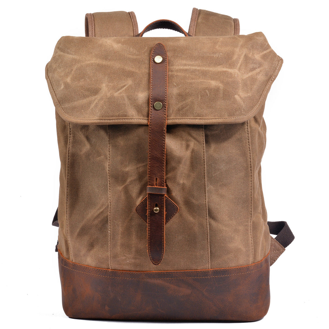 Classic Wax Canvas Backpack for Urban and Outdoor Use - Leather Purse Backpack